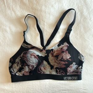 Victoria Secret Racerback Sports Bra Black and Floral Women’s Medium.